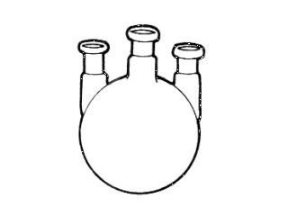 Balão para destilação com 3 bocas verticais esmerilhadas