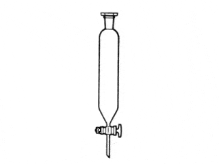 Funil de separação, cilíndrico, torneira de PTFE