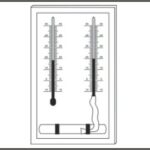 Termohigrômetro, bulbo seco e úmido, enchimento a liquido