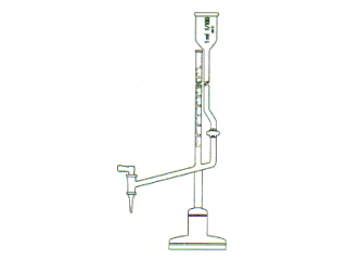Bureta micro "Bang", faixa azul, "classe A", com torneiras de vidro ou PTFE
