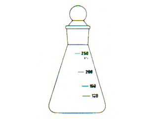 Erlenmeyer graduado com rolha de vidro